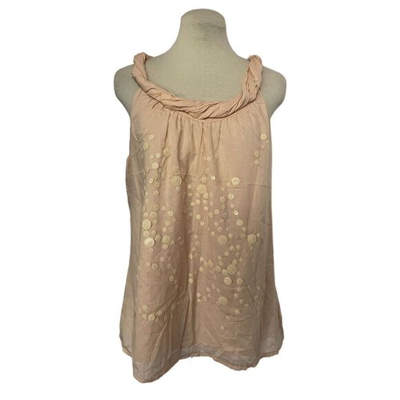 Ann Taylor Loft Twisted Neckline Pink/Peach Sequin Top Size L - Picture 2 of 10